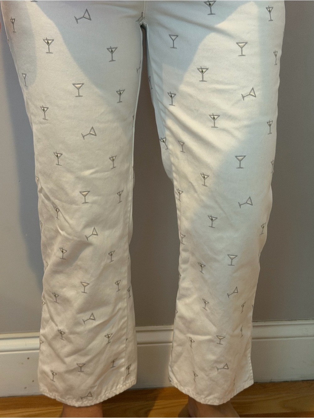 J.Crew embroidered Martini print white pants